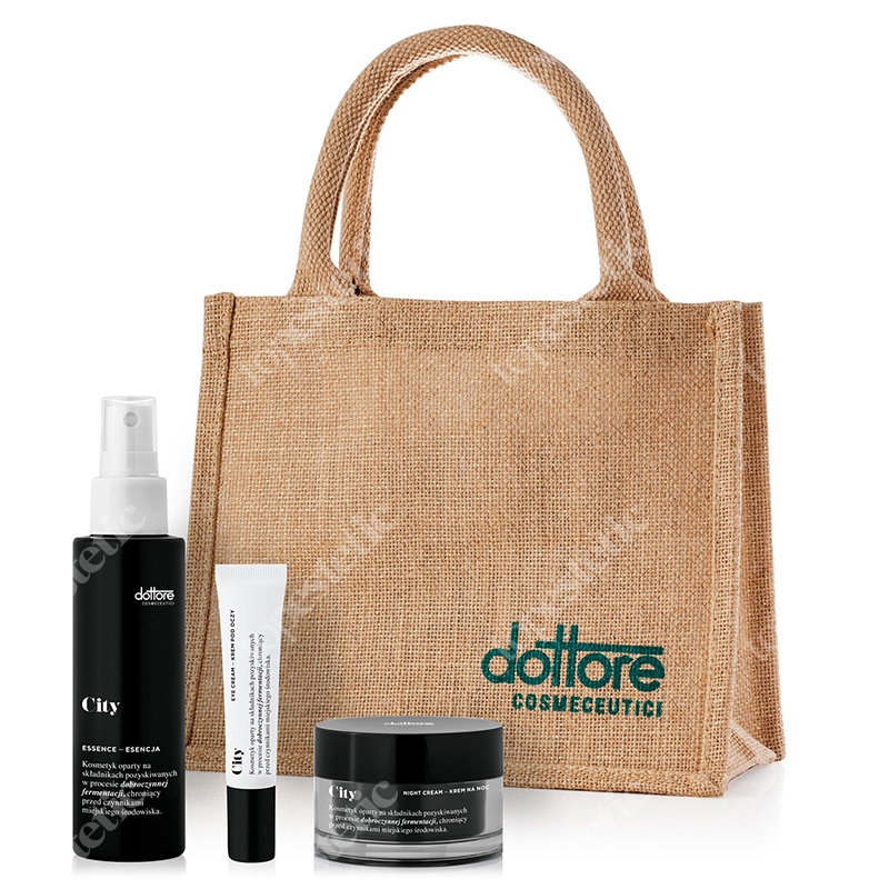 Dottore Kuracja ochronna City na noc ZESTAW Krem na noc 50 ml + Krem pod oczy 15 ml + Esencja do twarzy 100 ml + Torba jutowa