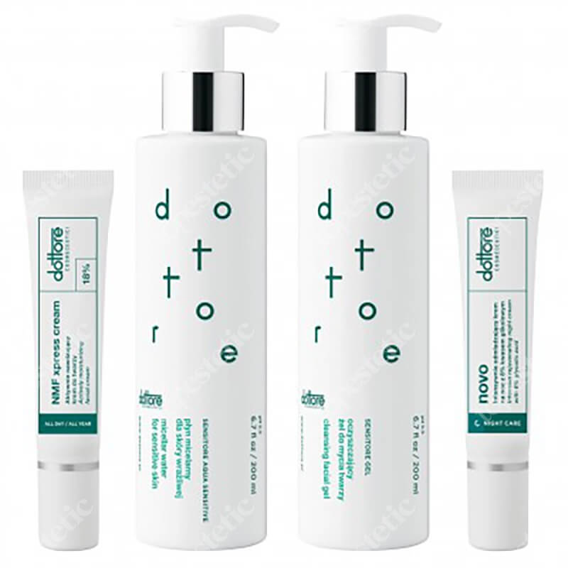Dottore Kuracja Oczyszczająco - Nawilżająca ZESTAW Płyn micelarny 200 ml + Żel do mycia twarzy 200 ml + Odmładzający krem na noc 15ml + Krem nawilżający 15 ml