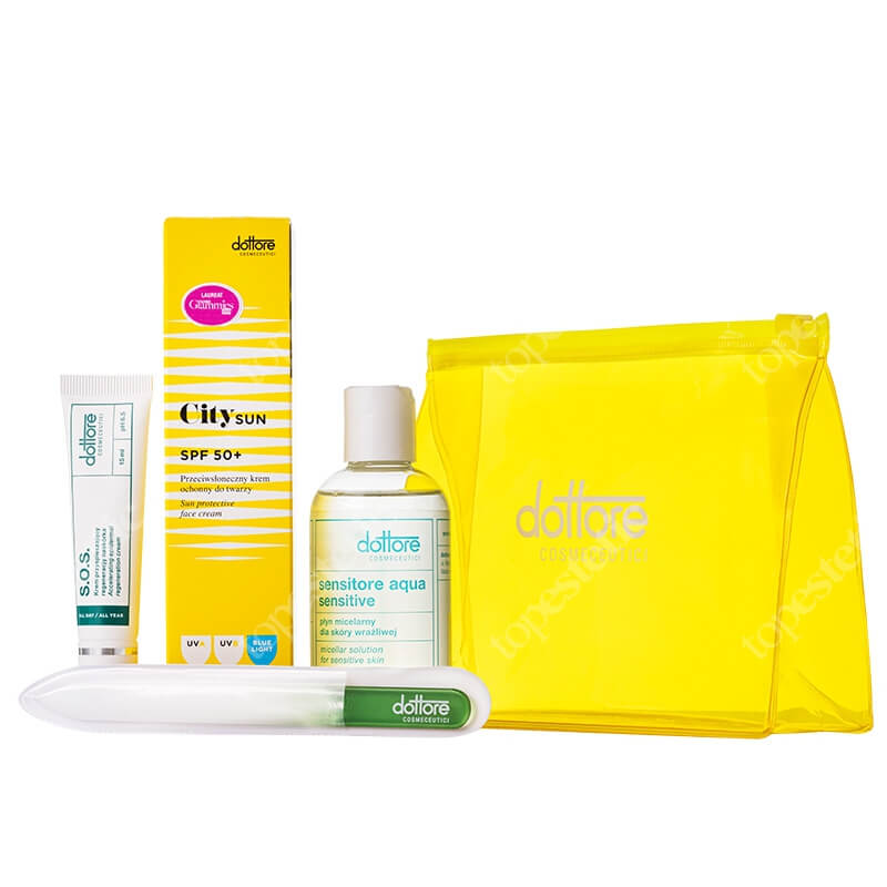 Dottore Summer Set City Sun ZESTAW Krem przyspieszający regenerację naskórka 15 ml + Płyn micelarny 100 ml + Krem przeciwsłoneczny SPF50+ 50 ml
