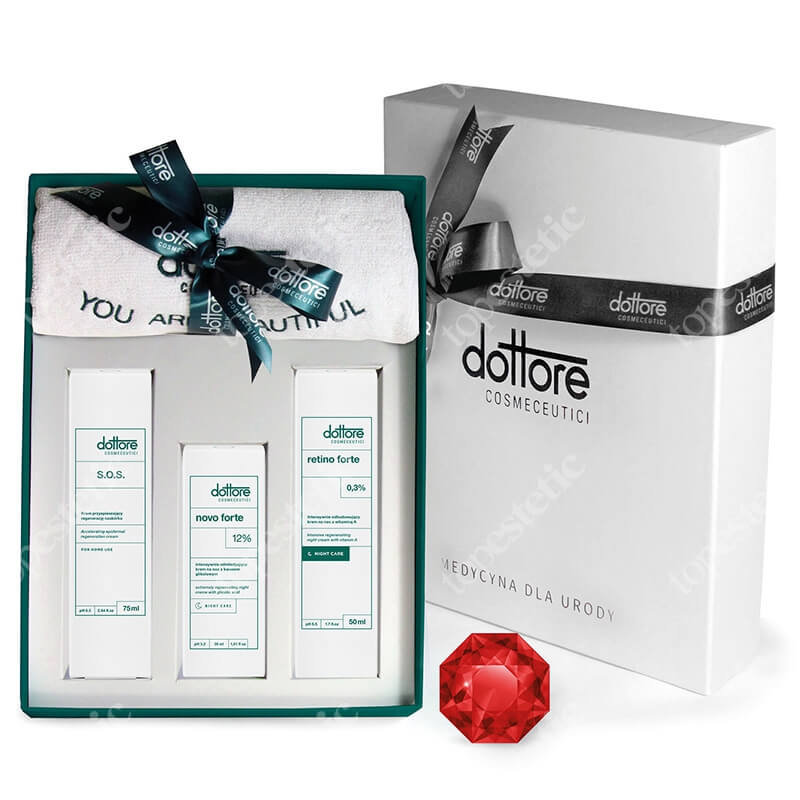 Dottore Zestaw Rubino ZESTAW Krem przyspieszający regenerację 75 ml + Odmładzający krem na noc 30 ml + Krem odbudowujący 50 ml + Ręcznik