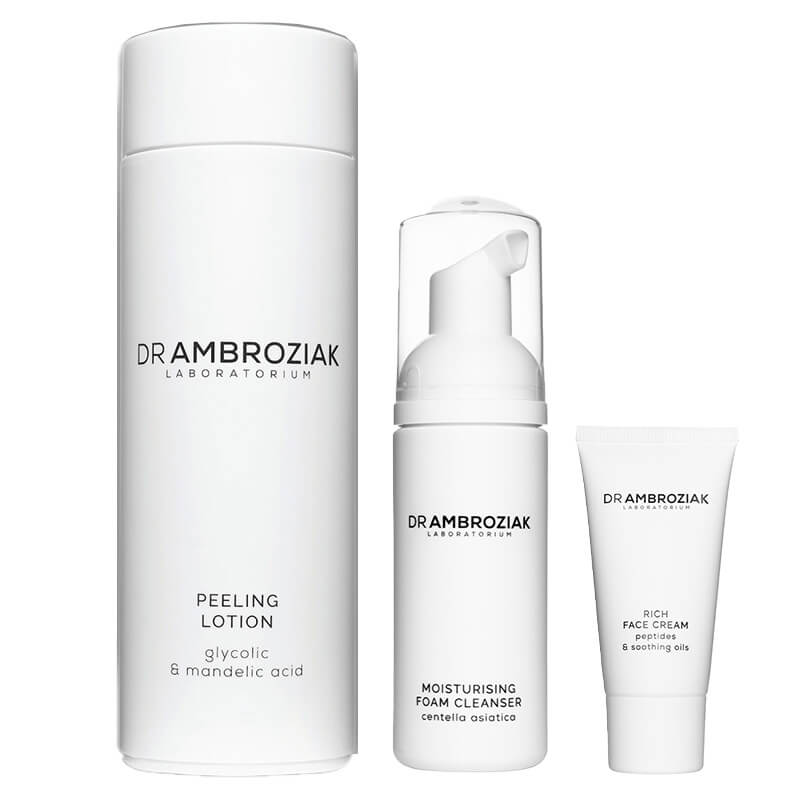 Dr Ambroziak Clean And Beauty ZESTAW Pianka myjąca 50 ml + Peeling do twarzy 175 ml + Krem odżywczy 20 ml