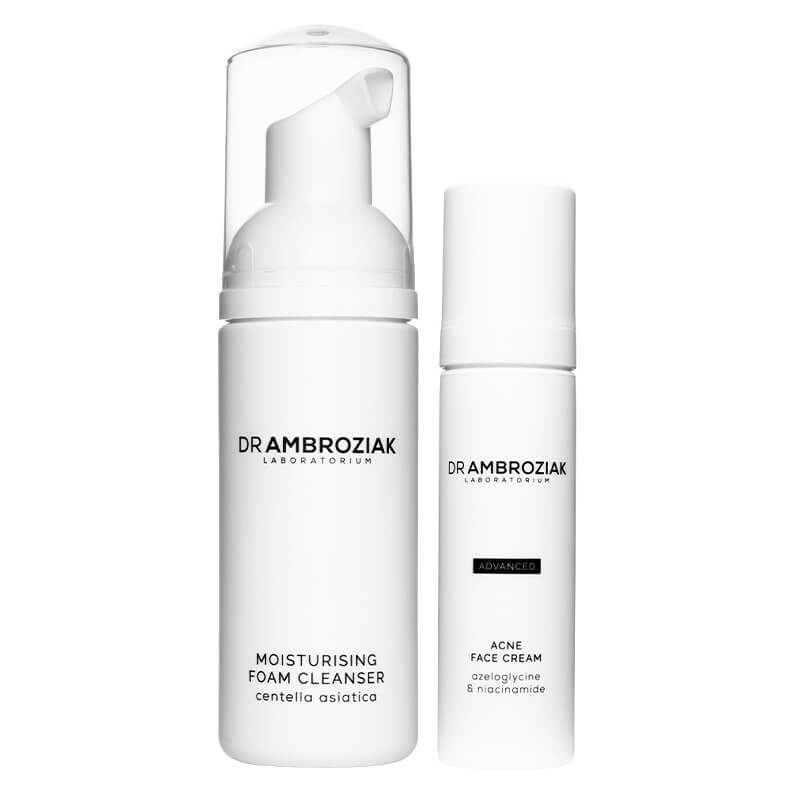 Dr Ambroziak Cleanser + Acne Face Cream ZESTAW Pianka myjąca 50 ml + Krem pielęgnacyjny do cery problematycznej 50 ml