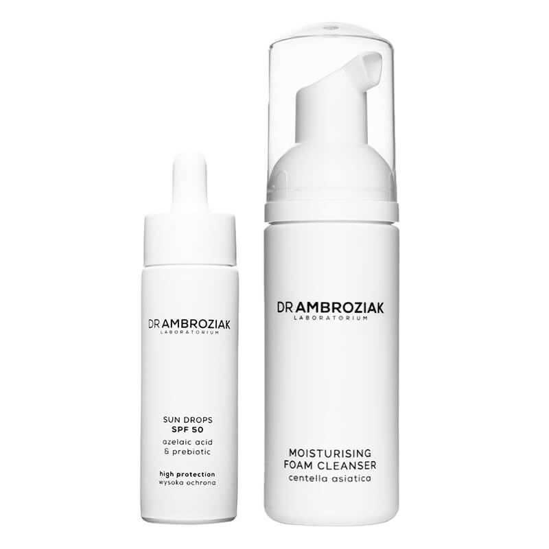 Dr Ambroziak Suny Skin ZESTAW Pianka myjąca 50 ml + Serum ochronne z filtrem SPF 50 30 ml