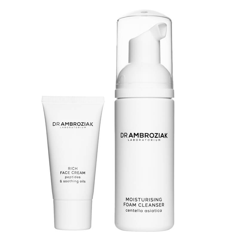 Dr Ambroziak Travel Set ZESTAW Pianka myjąca 50 ml + Krem odżywczy 20 ml