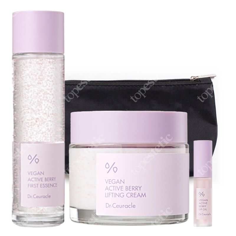 Dr Ceuracle Active Berry Full Care ZESTAW Olejek do ust 4,5 ml + Esencja 150 ml + Krem ujędrniający 75 g + Kosmetyczka 1 szt