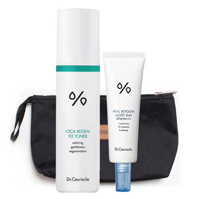 Dr Ceuracle Cica Regen 92 Toner + Hyal Reyouth Moist Sun ZESTAW Tonik 120 ml + Krem ochronny SPF 50+ 50 ml + Kosmetyczka 1 szt