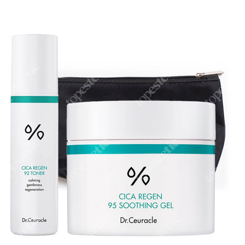 Dr Ceuracle Cica Regen 95 Soothing Care ZESTAW Tonik 120 ml + Kojący żel 110 g + Kosmetyczka 1 szt