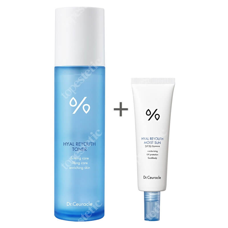 Dr Ceuracle Hyal Reyouth Toner + Hyal Reyouth Moist Sun ZESTAW Silnie nawilżający tonik 120 ml + Krem ochronny SPF 50 PA ++++ 50 ml