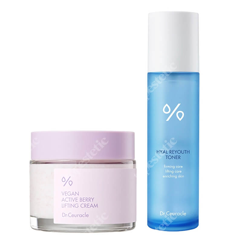 Dr Ceuracle Hyal Reyouth Toner + Vegan Active Berry Lifting Cream ZESTAW Nawilżający tonik 120 ml + Wegański krem ujędrniający 75 g