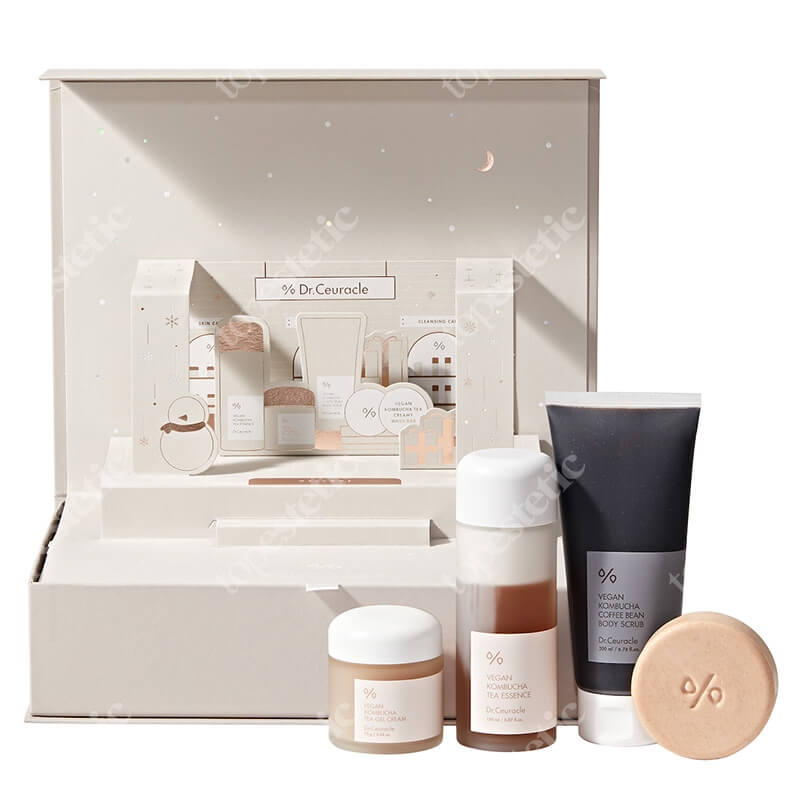 Dr Ceuracle Kombucha Vegan Holiday Edition Set ZESTAW Esencja 150 ml + Krem-żel 75 ml + Peeling 200 ml + Mydło 100 g