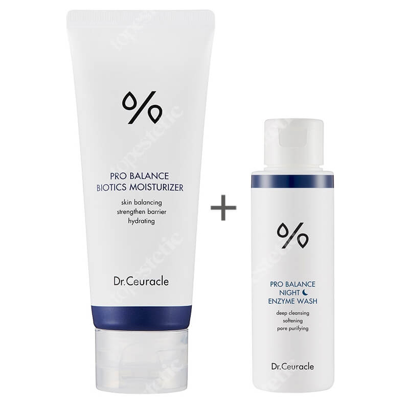 Dr Ceuracle Pro Balance Night Enzyme Wash + Pro Balance Biotics Moisturizer ZESTAW Proszek na bazie enzymu do wieczornego mycia twarzy 50 g + Łagodny, lekki krem nawilżający dla każdego rodzaju skóry 100 ml
