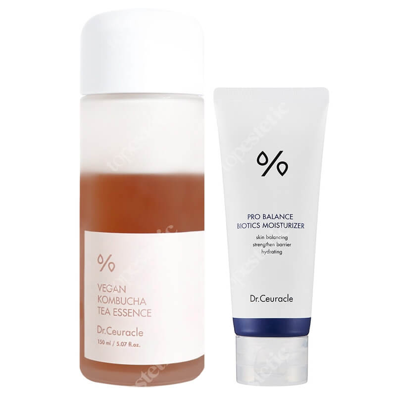 Dr Ceuracle Pro Balance + Vegan Kombucha ZESTAW Lekki krem nawilżający 100 ml + Esencja na bazie ekstraktu herbacianego 150 ml