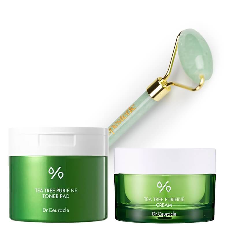 Dr Ceuracle Set for Oily and Combination Skin ZESTAW Płatki tonizujące 60 szt + Lekki nawilżający krem 50 g + Roller jadeit 1 szt