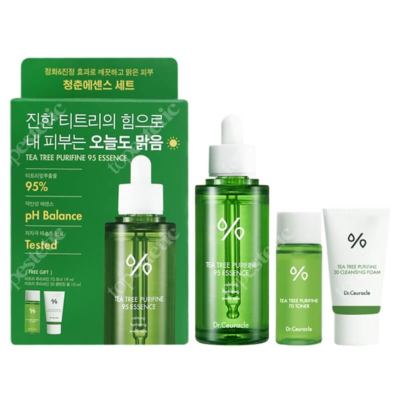 Dr Ceuracle Tea Tree Purifine 95 Essence Special Kit ZESTAW Kojąca esencja z ekstraktem z drzewa herbacianego (aż 95%) 50 ml + Tonik 19 ml + Pianka 10 ml