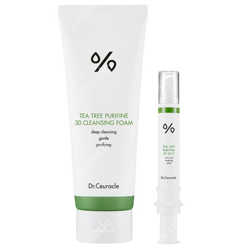 Dr Ceuracle Tea Tree Purifine Care ZESTAW Pianka do mycia twarzy 150 g + Preparat do leczenia miejscowego 12 ml