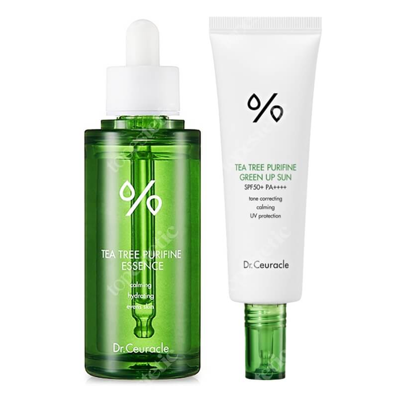 Dr Ceuracle Tea Tree Set ZESTAW Kojąca esencja 50 ml + Nawilżający krem przeciwsłoneczny SPF50+ 50 ml
