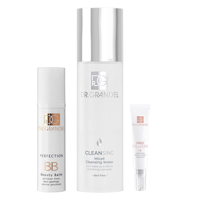 Dr Grandel Natural Beauty ZESTAW Krem BB nawilżająco-ochronny 50 ml + Woda micelarna do demakijażu 200 ml + Balsam do ust 15 ml
