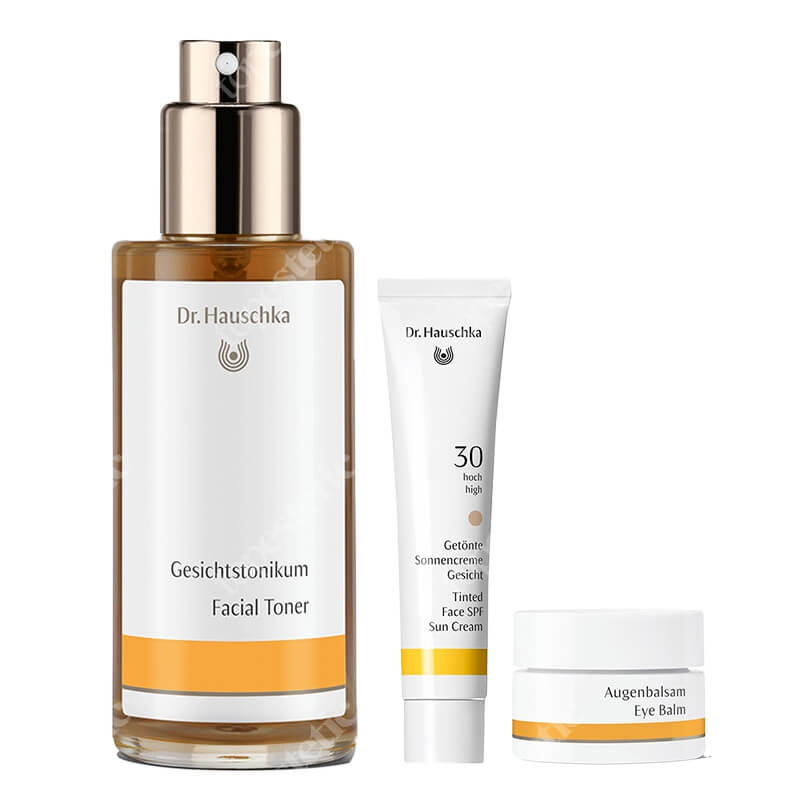 Dr Hauschka Beauty Face ZESTAW Tonik 100 ml + Balsam pod oczy 10 ml + Krem tonujący do twarzy 40 ml