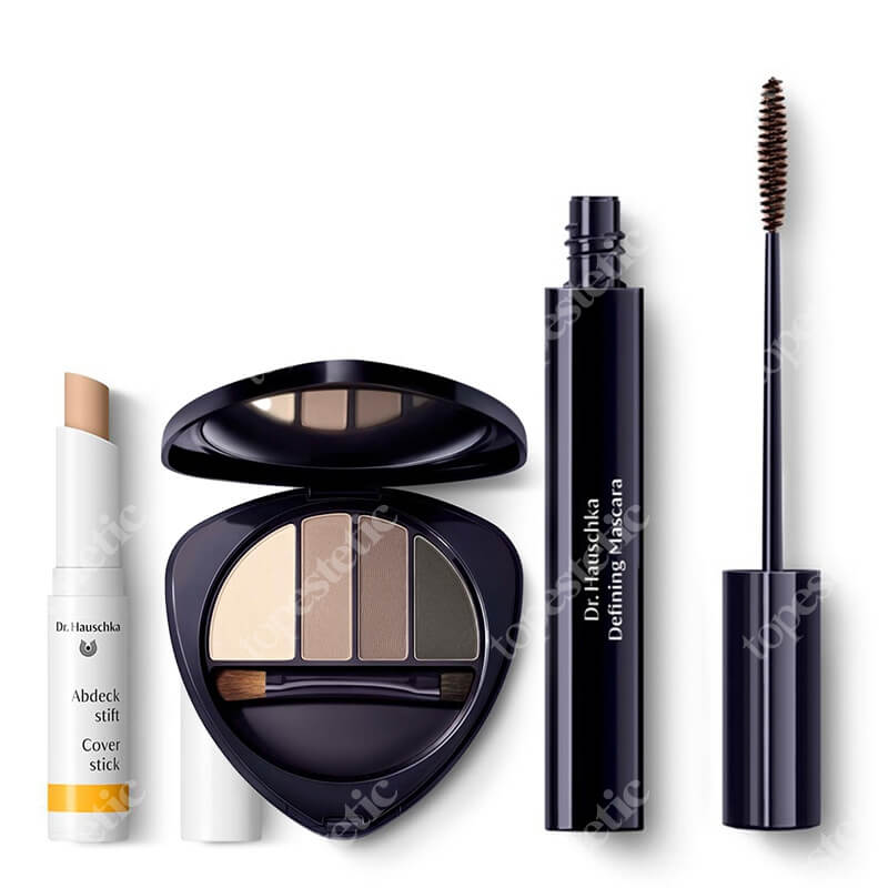 Dr Hauschka Beauty Way ZESTAW Paleta cieni do powiek i brwi 5,3 g + Pogrubiający tusz do rzęs (kolor Brown) 6 ml + Sztyft korygujący 1,9 g