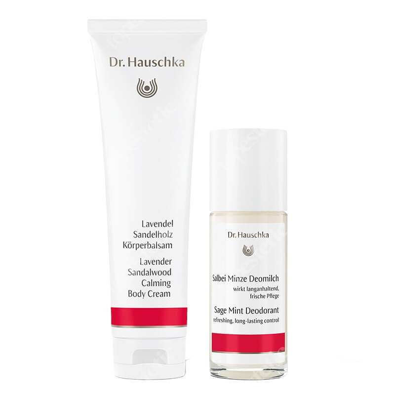 Dr Hauschka Body Care ZESTAW Dezodorant z szałwii i mięty 50 ml + Balsam do ciała z lawendą i drzewem sandałowym 145 ml