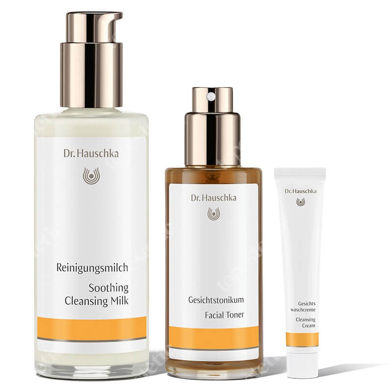 Dr Hauschka Clean Routine ZESTAW Mleczko do demakijażu 145 ml + Krem do mycia twarzy 50 ml + Tonik odświeżający 100 ml