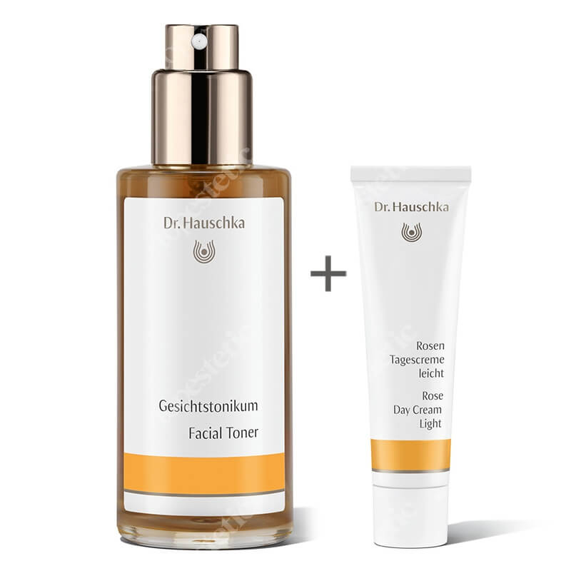 Dr Hauschka Facial Toner + Rose Day Cream Light ZESTAW Tonik odświeżający 100 ml + Lekki krem z róży na dzień 30 ml