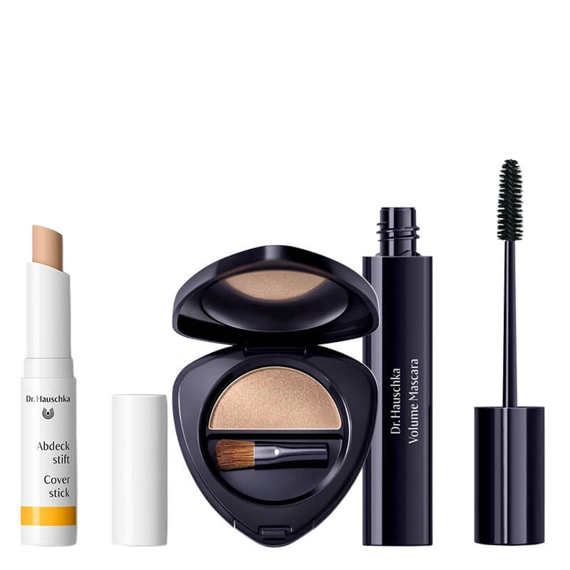 Dr Hauschka Make Up Set ZESTAW Sztyft korygujący 1,9 g + Cienie pojedyncze 1,4 g + Pogrubiający tusz do rzęs 8 ml