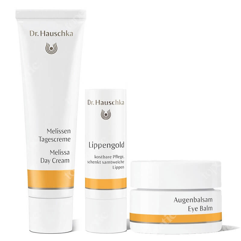 Dr Hauschka Melissa Day Cream + Eye Balm + Lip Care Stick ZESTAW Krem z melisy na dzień 30 ml + Balsam pod oczy 10 ml + Sztyft pielęgnacyjny do ust 4,9 g
