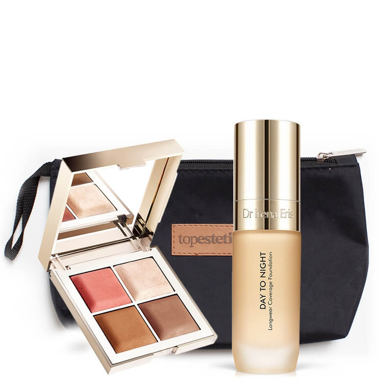 Dr Irena Eris Coverage Foundation + Contouring Pallette ZESTAW Podkład (kolor 025 Neutral) 30 ml + Paletka do konturowania twarzy 4x 5g + Kosmetyczka 1 szt