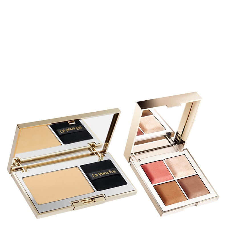 Dr Irena Eris Golden Hour Mineral Powder SPF 50 + Face Contouring Pallette ZESTAW Aksamity puder wodoodporny (kolor 120 Opal) 6 g + Paletka do konturowania twarzy 4x 5g