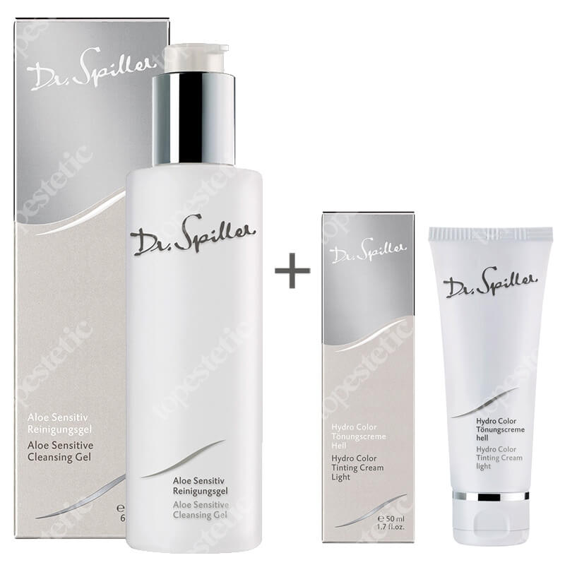 Dr Spiller Hydro Color Tinting Cream Light + Aloe Sensitive Cleansing Gel ZESTAW Koloryzujący krem z naturalnymi pigmentami jasny 50 ml + Żel oczyszczający 200 ml