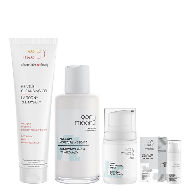 Eeny meeny Codziennie Promienna Cera ZESTAW Krem nawilżający 50 ml + Łagodny żel myjący 100 ml + Krem pod oczy 15 ml + Tonik nawilżający 100 ml