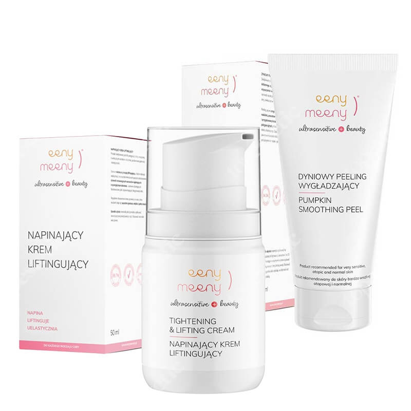 Eeny meeny Napinający Krem Liftingujący + Dyniowy Peeling Wygładzający ZESTAW Krem 50 ml + Oczyszczenie i wygładzenie 50 ml