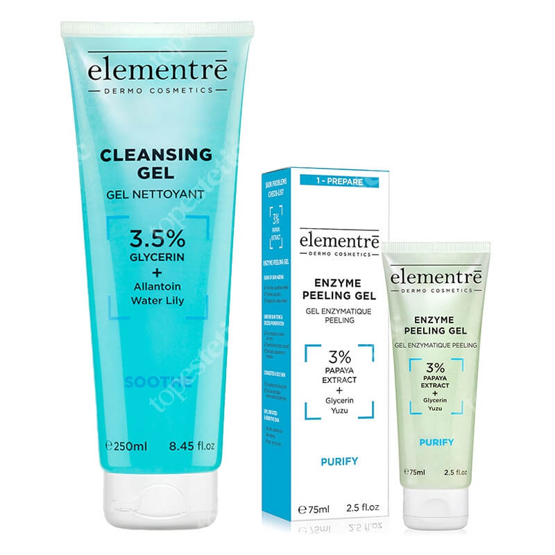 Elementre Clean Routine ZESTAW Enzymatyczny żel peelingujący 75 ml + Żel oczyszczający 250 ml