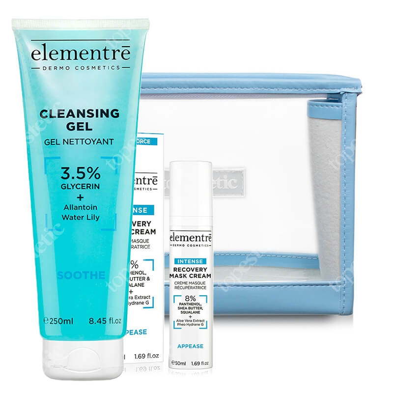 Elementre Perfect Set ZESTAW Żel oczyszczający 250 ml + Krem regenerująco-nawilżający 50 ml + Kosmetyczka 1 szt