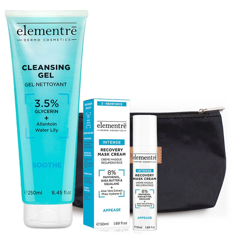 Elementre Recovery Set ZESTAW Żel oczyszczający 250 ml + Krem regenerująco-nawilżający 50 ml + Kosmetyczka GRATIS