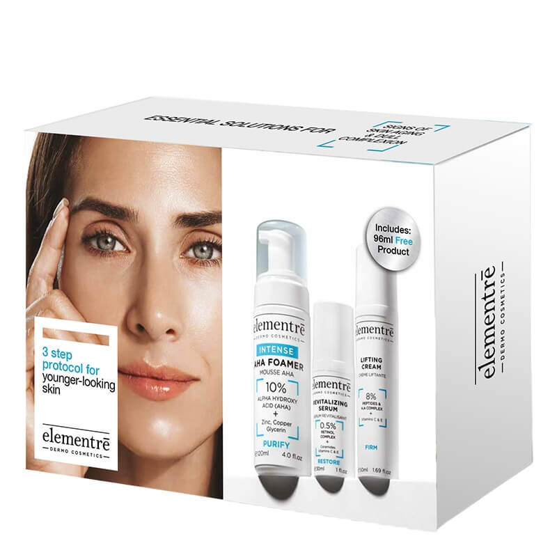 Elementre Skin Aging And Dull Complexion ZESTAW Pianka 120 ml + Serum 30 ml + Krem 50 ml + Żel 75 ml + Serum pod oczy 2x 1 ml + Filtr SPF 50 2x 3 ml