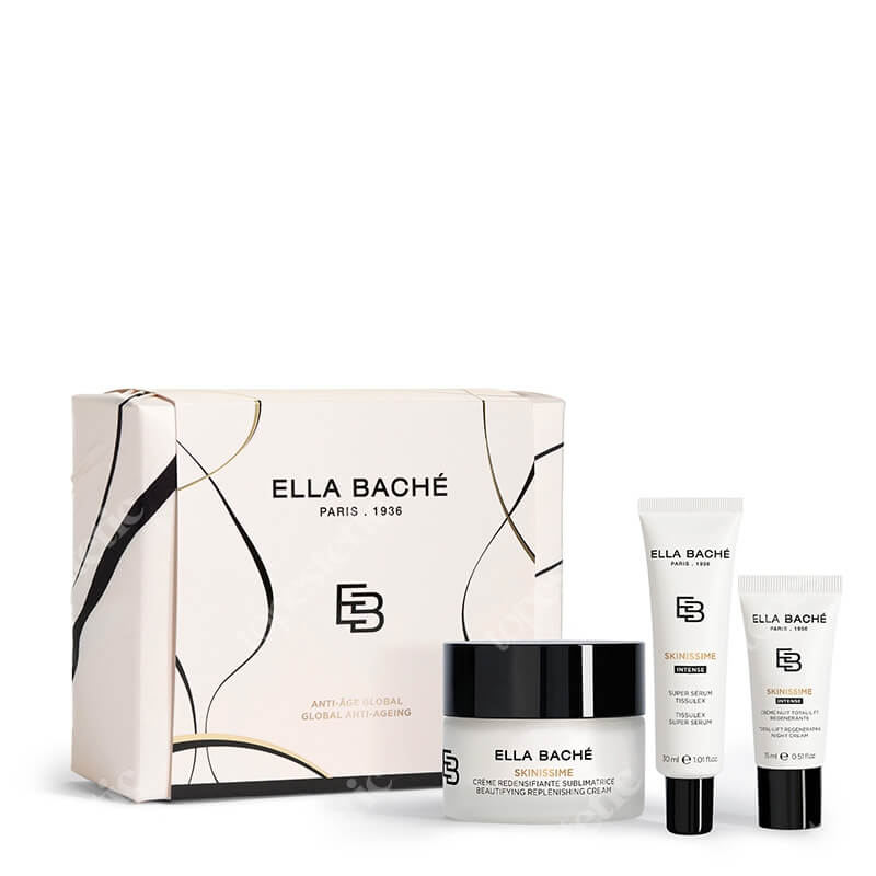 Ella Bache Global Anti Aging Gift Set ZESTAW Odbudowująco-upiększający krem 50 ml + Serum 30 ml + Liftingująco-Regenerujący krem na noc 15 ml