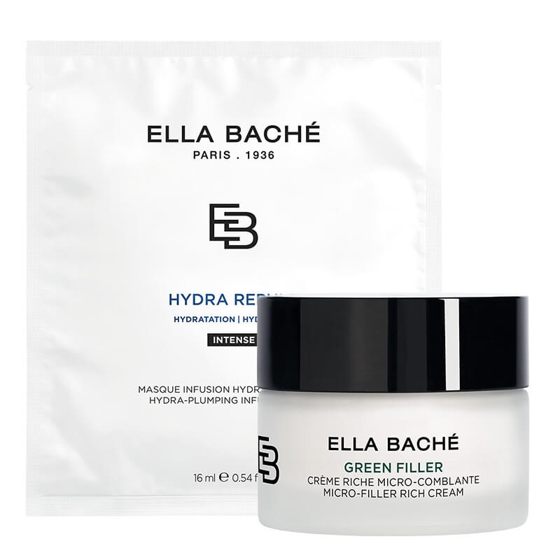 Ella Bache Moisturizing And Filling Set ZESTAW Biocellulozowa maska nawilażająco-wypełniająca 16 ml + Bogaty krem przeciwzmarszczkowy z efektem wypełnienia 50 ml