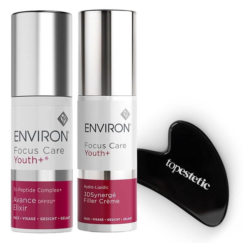Environ Avance Elixir + 3D Synerge Filler Creme + Gua Sha Topestetic ZESTAW Intensywne serum peptydowe 30 ml + Krem 30 ml + Gua sha obsydian 1 szt