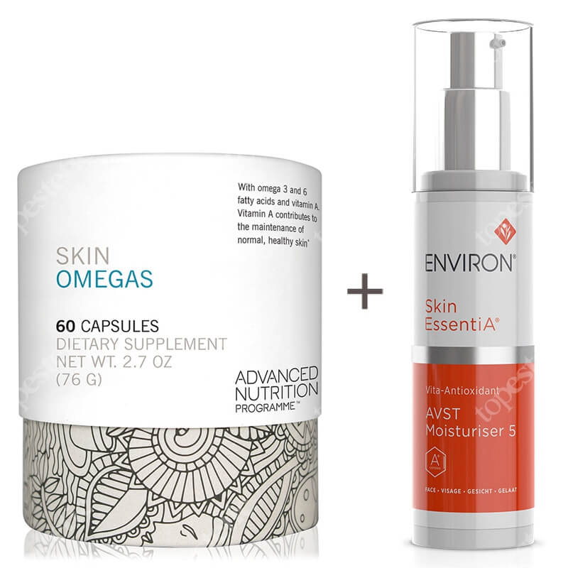 Environ AVST 5 Skin EssentiA Cream + Skin Omegas + ZESTAW Krem 50 ml + Witamina A dla zdrowej skóry oraz omega 3 i 6, 60 kaps.