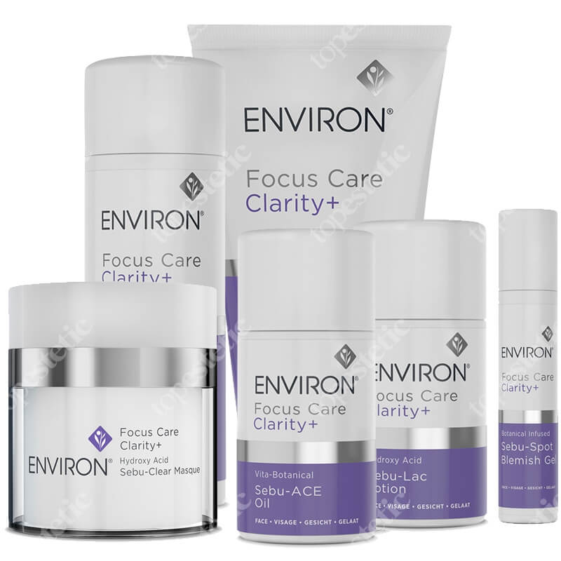Environ Clarity ZESTAW Żel do mycia twarzy 150 ml + Tonik złuszczający 100 ml + Emulsja 60 ml + Roślinny olejek 60 ml + Maska 50 ml + Miejscowa kuracja 10 ml