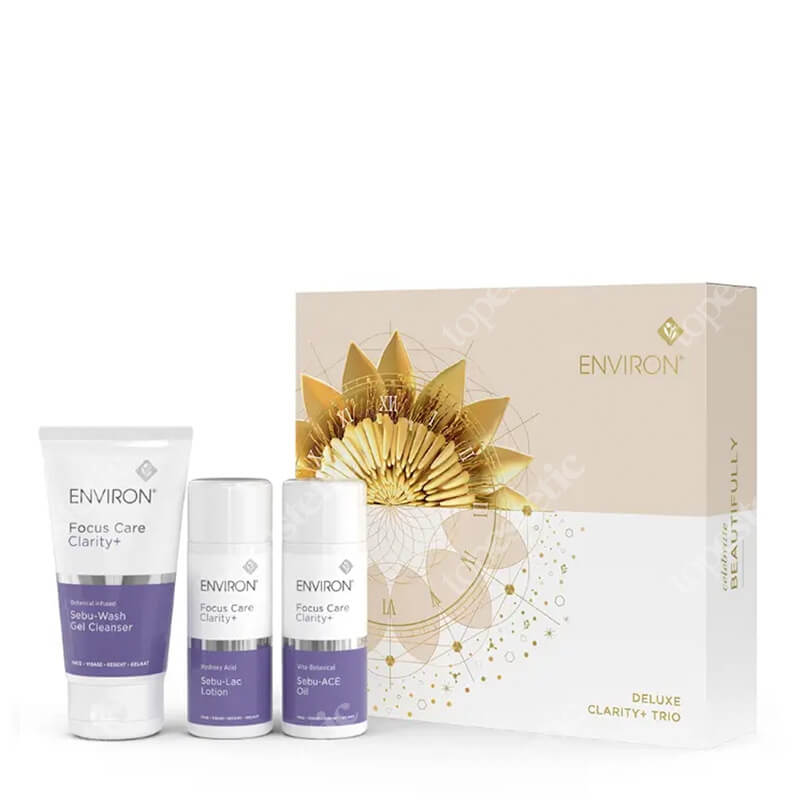 Environ Deluxe Clarity+ Trio ZESTAW Emulsja 100 ml + Roślinny olejek 100 ml + Żel do mycia twarzy 150 ml