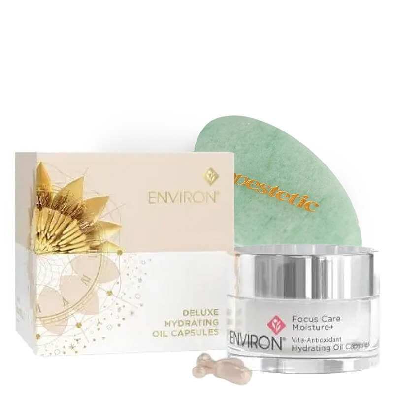 Environ Hydrating Oil Capsules + Płytka Gua Sha Topestetic ZESTAW Kapsułki z retinolem 40 szt + Płytka z jadeitu 1 szt