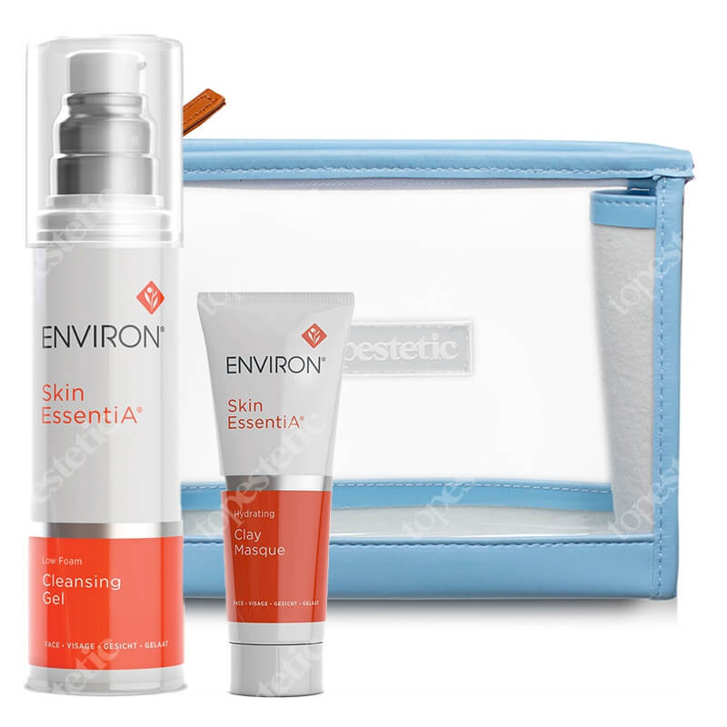 Environ Cleansing Gel + Hydrating Clay Masque + Kosmetyczka Topestetic Gratis ZESTAW Delikatny żel oczyszczający 200 ml + Maska 50 ml + Kosmetyczka 1 szt
