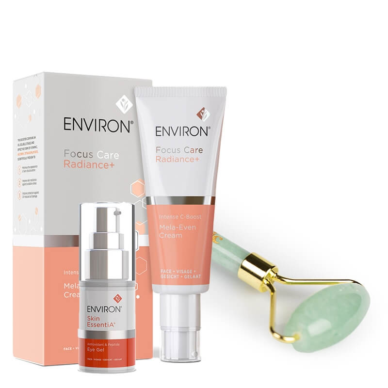 Environ Mela-Even Cream + AVST Eye Gel + Roller Topestetic ZESTAW Rewitalizujący krem z wysoką zawartością witaminy C i E 40 ml + Żel wokół oczu 15 ml + Roller jadeit 1 szt