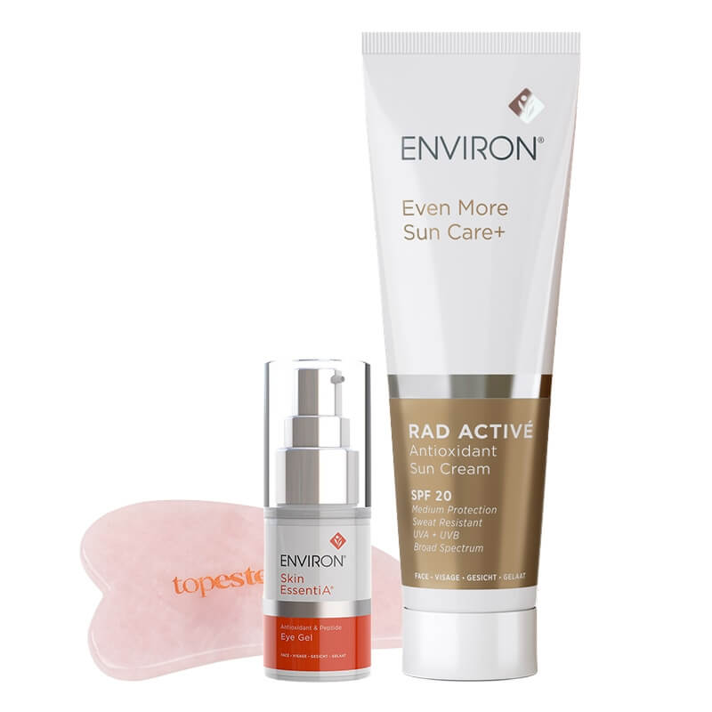 Environ RAD SPF 20 + AVST Eye Gel + Gua Sha ZESTAW Krem 100 ml + Żel wokół oczu 15 ml + Gua sha kwarc różowy 1 szt