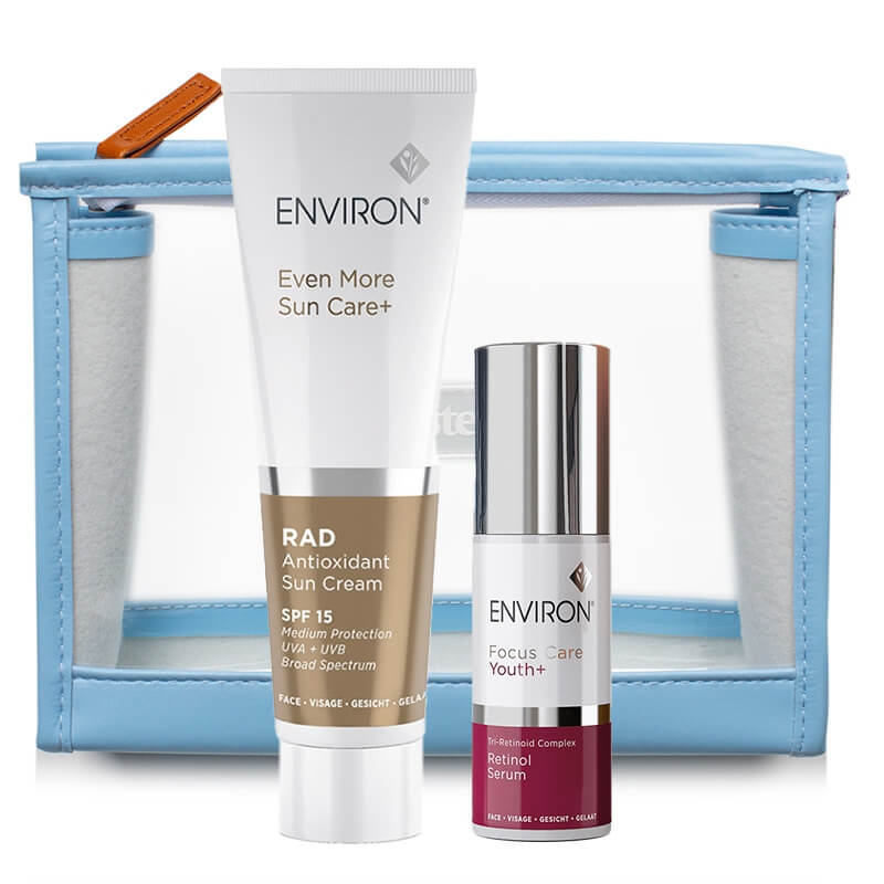Environ Retinol Serum + RAD SPF 15 + Kosmetyczka Topestetic Gratis ZESTAW Serum z retinolem 30 ml + Krem RAD SPF 100 ml + Kosmetyczka 1 szt