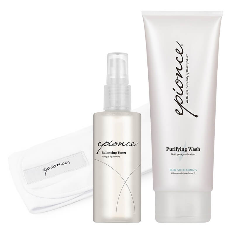 Epionce Skin Balance ZESTAW Emulsja oczyszczająca 230 ml + Tonik równoważący 120 ml + Opaska na głowę 1 szt GRATIS