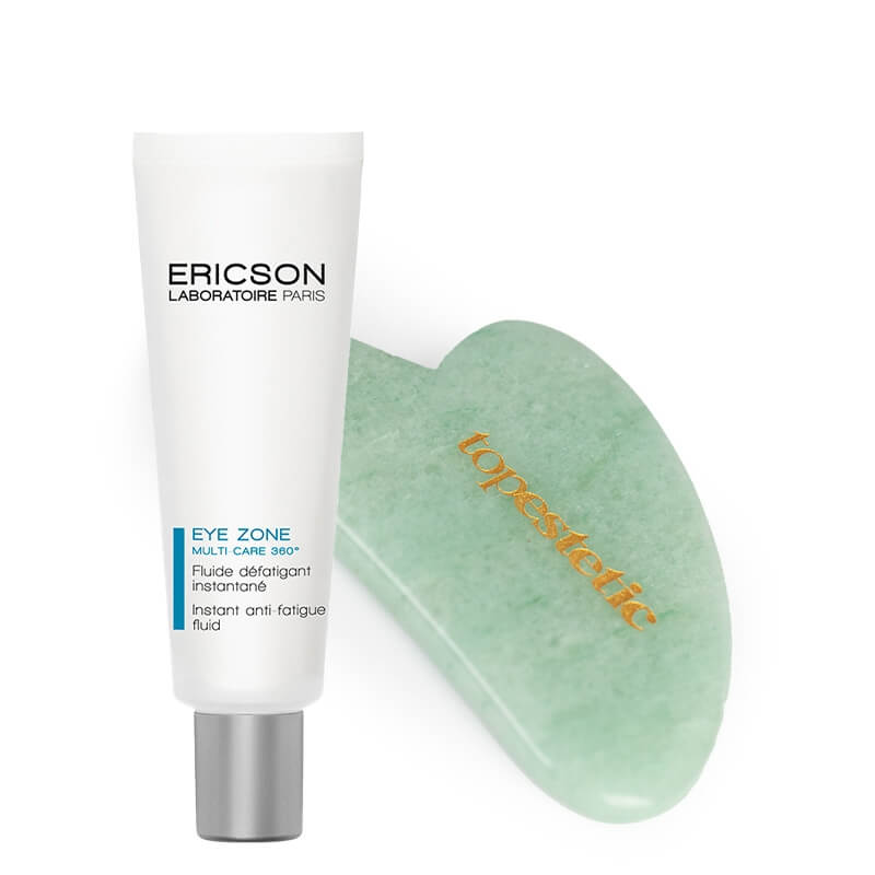 Ericson Laboratoire Eye Zone Instant Anti-Fatigue Fluid + Płytka Gua Sha Topestetic ZESTAW Fluid na opuchnięte oczy 15 ml + Płytka z jadeitu 1 szt